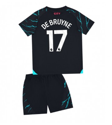 Manchester City Kevin De Bruyne #17 Tercera Equipación Niños 2023-24 Manga Corta (+ Pantalones cortos)